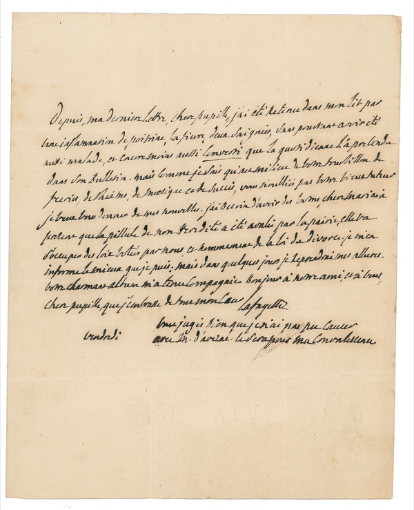 Lot 380 Marquis de Lafayette: Writing to Maria Malibran, the most famous opera star of the day
