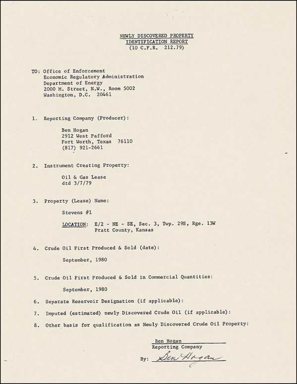 Lot 1275 Ben Hogan Signed Document