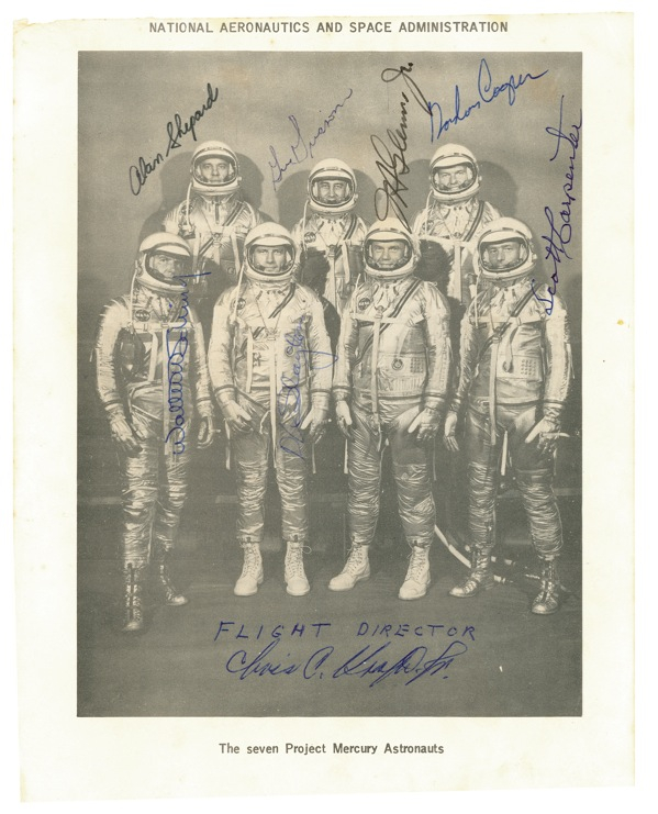 Lot 456 Mercury Seven: MERCURY SEVEN: Vintage signed photo of NASA's pioneering astronaut group