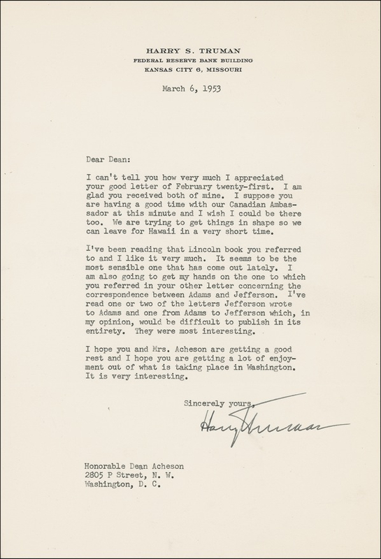 Lot 156 Harry S. Truman: Well-read president
