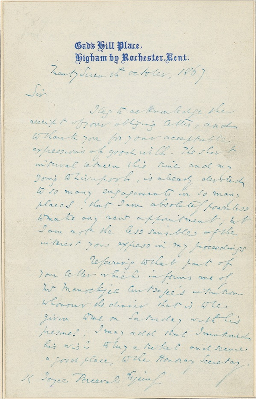Lot 489 Charles Dickens: ?So many engagements in so many places?