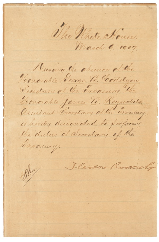 Lot 142 Theodore Roosevelt Signed Document
