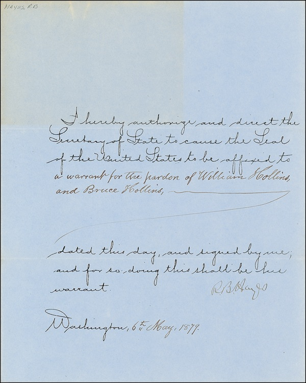Lot 69 Rutherford B. Hayes Signed Document