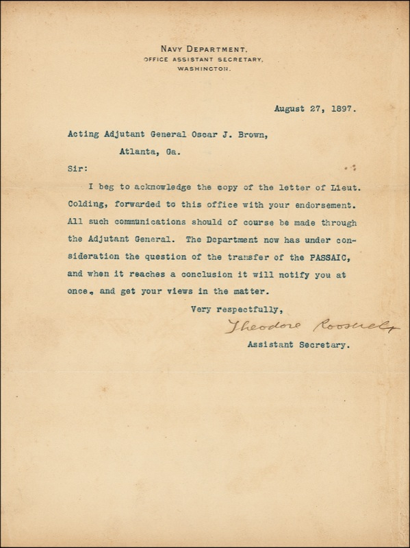 Lot 143 Theodore Roosevelt Typed Letter Signed