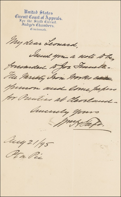 Lot 149 William H. Taft Typed Letter Signed