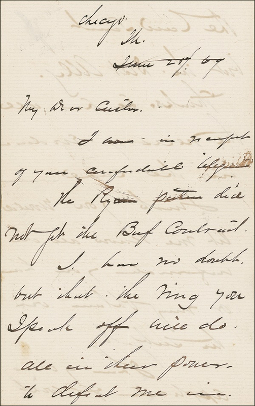 Lot 353 Philip H. Sheridan: GOOD OLD DAYS: Seven years to the day before Little Bighorn, SHERIDAN writes to his old friend CUSTER, anticipating a reunion ?if things look peaceful?