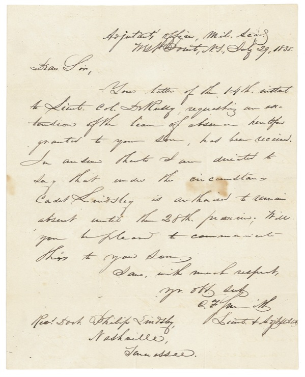 Lot 355 Charles F. Smith: Scarce letter from one of Grant’s most trusted associates