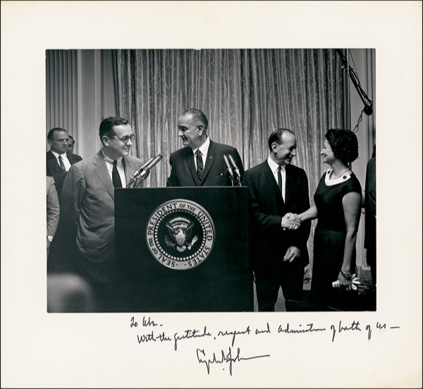 Lot 81 Lyndon B. Johnson: “GRATITUDE, RESPECT, AND ADMIRATION”: LBJ inscribes to the Supreme Court justice who would resign under a cloud