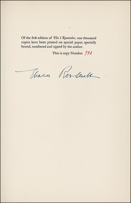 Lot 129 Eleanor Roosevelt Book