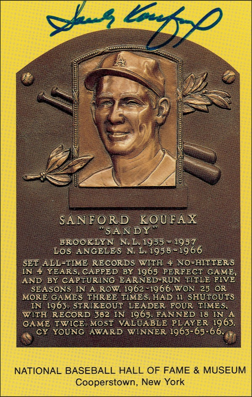 Lot 1307 Sandy Koufax Hall Of Fame Card
