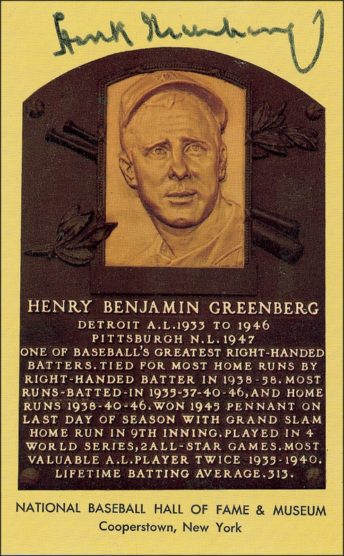 Lot 1258 Hank Greenberg Hall Of Fame Card