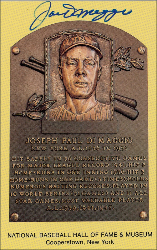 Lot 1231 Joe DiMaggio Hall Of Fame Card