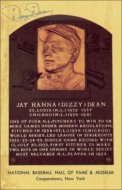 Lot 1220 Dizzy Dean Hall Of Fame Card