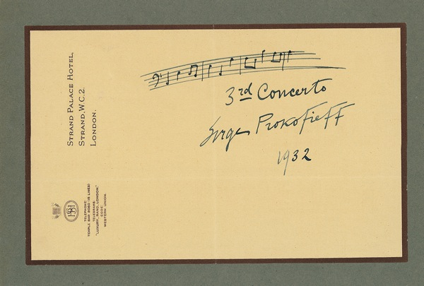 Lot 718 Sergei Prokofiev: Knuckle buster: Prokofiev pens a superb quotation from one of his most famous works