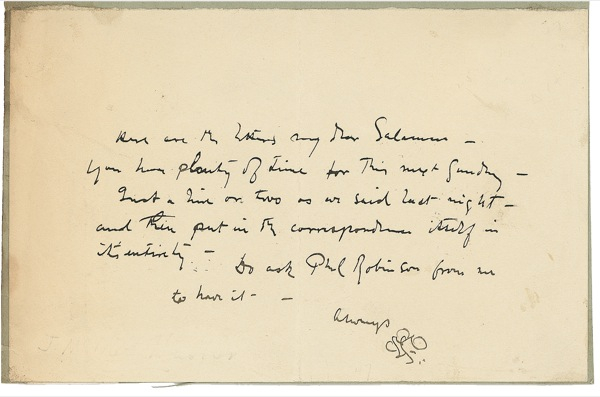 Lot 555 James M. Whistler Handwritten Letter Signed