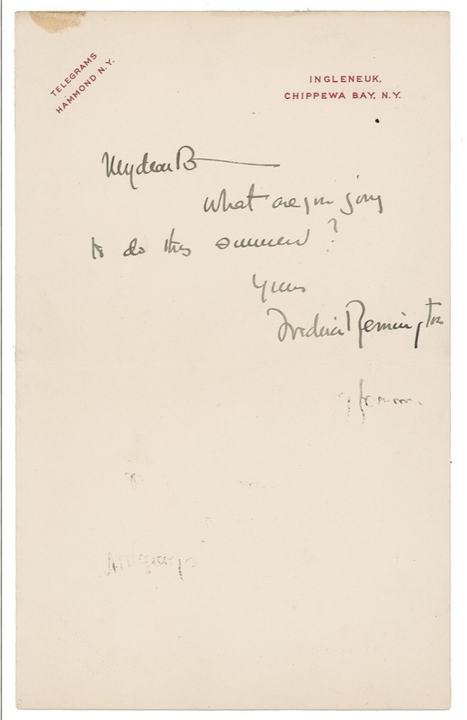 Lot 536 Frederic Remington Handwritten Letter Signed