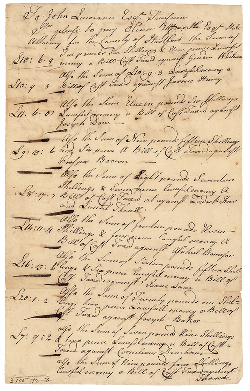 Lot 225 Oliver Ellsworth and Jedediah Huntington Signed Document