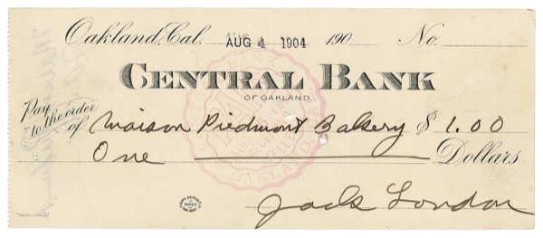 Lot 516 Jack London Check