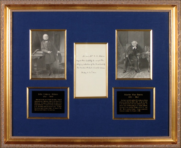 Lot 5 John Quincy Adams: ONE PRESIDENT TURNS DOWN ANOTHER: The elderly JOHN QUINCY ADAMS sends regrets to MARTIN VAN BUREN
