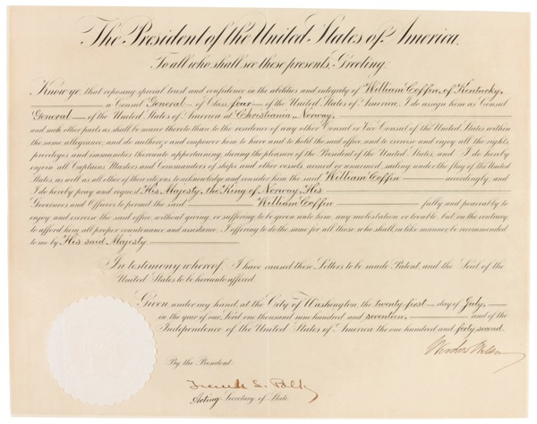 Lot 183 Woodrow Wilson Signed Document