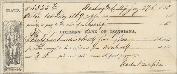 Lot 375 Wade Hampton Signed Document