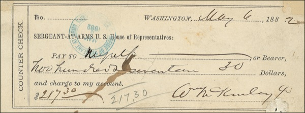 Lot 97 William McKinley Check