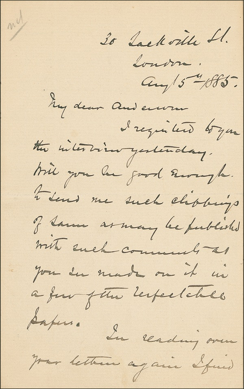 Lot 296 Henry M. Stanley: Through the Dark Continent: “You ask me for a copy of my book”