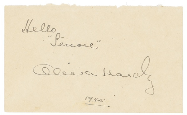 Lot 895 Oliver Hardy Signature