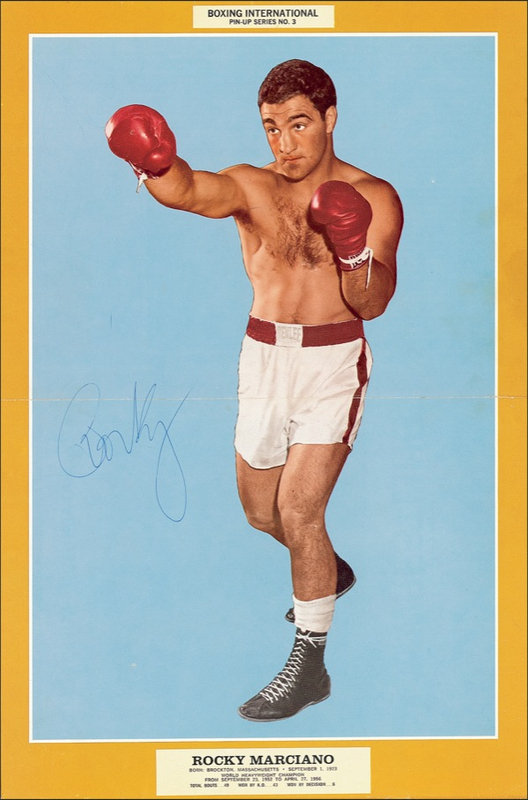 Lot 1344 Rocky Marciano: Knockout Marciano color pin-up