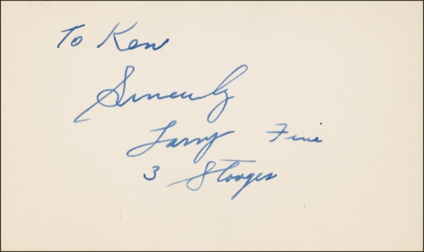 Lot 1092 Three Stooges: Fine, Larry Signature