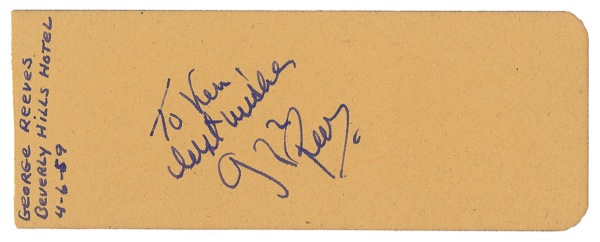 Lot 1029 George Reeves: Just two months before his death