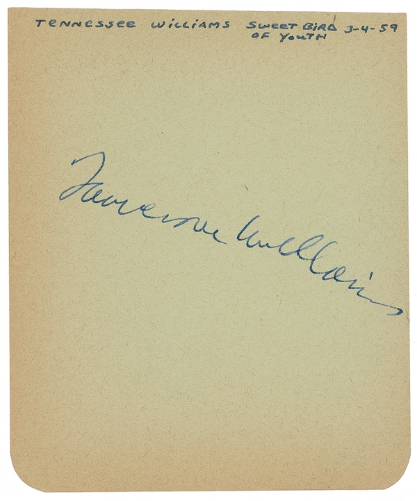 Lot 558 Tennessee Williams Signature