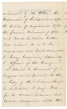 Lot #395 William T. Sherman: Sherman recommends a manual referencing the Declaration of Independence and the Constitution - Image 2