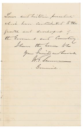 Lot #395 William T. Sherman: Sherman recommends a manual referencing the Declaration of Independence and the Constitution - Image 3