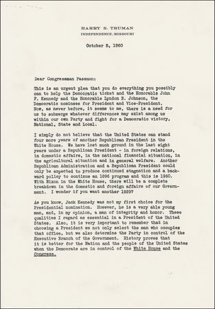 Lot #153 Harry S. Truman: “NOT MY FIRST CHOICE FOR THE PRESIDENTIAL NOMINATION” - Image 1