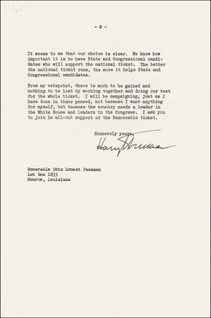 Lot #153 Harry S. Truman: “NOT MY FIRST CHOICE FOR THE PRESIDENTIAL NOMINATION” - Image 2
