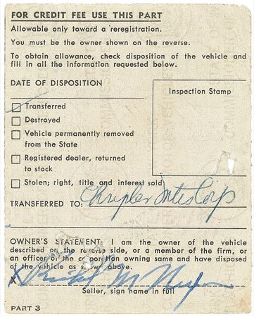 Lot #102 Richard Nixon: Twice-signed Nixon auto registration - Image 2