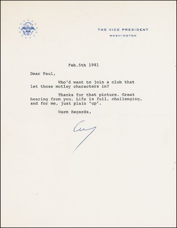 Lot #15 George Bush: “Who’d want to join a club