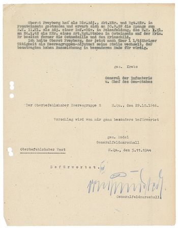 Lot #393 Gerd von Rundstedt: von Rundstedt military recommendation - Image 3