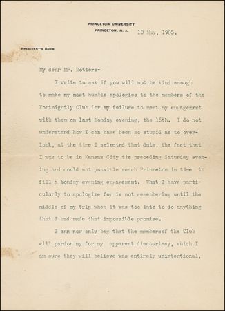 Lot #177 Woodrow Wilson: “I do not understand how I could have been so stupid as to overlook…the fact I was to be in Kansas City - Image 1