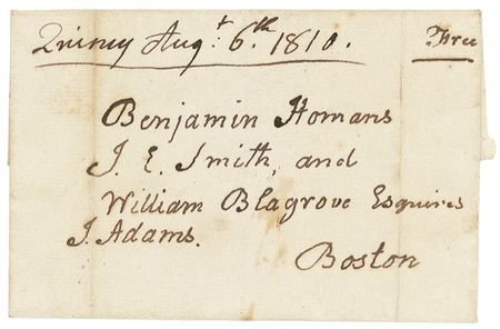 Lot #2 John Adams: Exceptional Adams free frank