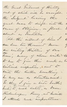 Lot #394 William T. Sherman: “A GRAIN OF THE SMOKE TO THE CANNON FROM WHICH WAS FIRED THE REAL ARGUMENT OF WAR”: A quarter century after the conflict, SHERMAN reflects on historians' difficulty in “capturing” the Civil War - Image 2