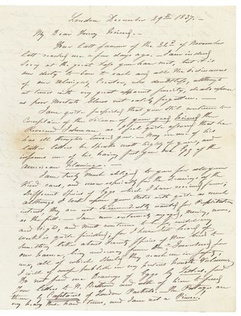 Lot #188 John J. Audubon: “Extremely engaged … as I have heard of something like twenty species of new birds”: AUDUBON seeks the assistance of a fellow ornithologist as he toils to finish his magnum opus, BIRDS OF NORTH AMERICA - Image 1