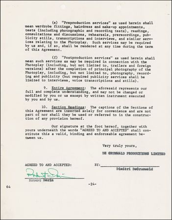 Lot #651 Bobby Darin Signed Document - Image 1