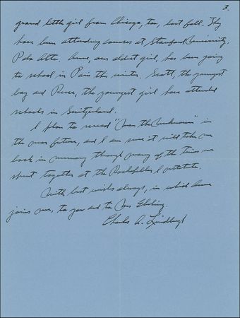 Lot #448 Charles Lindbergh: Proud Papa: Lindbergh sends an update of his children?s activities to the associate of a controversial collaborator - Image 3