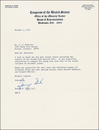 Lot #54 Gerald Ford: “We Republicans have been pointing out the weaknesses, waste and inefficiency of the ‘Great Society’” - Image 2