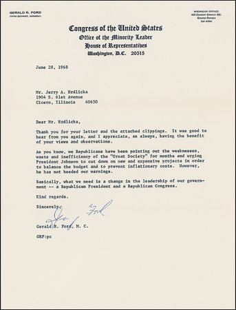 Lot #54 Gerald Ford: “We Republicans have been pointing out the weaknesses, waste and inefficiency of the ‘Great Society’” - Image 3