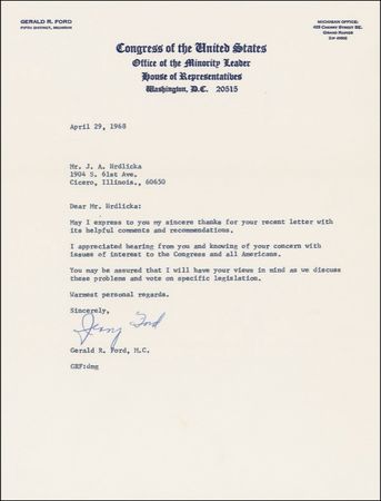 Lot #54 Gerald Ford: “We Republicans have been pointing out the weaknesses, waste and inefficiency of the ‘Great Society’” - Image 5