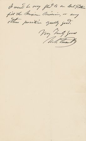 Lot #59 U. S. Grant: Once a president: Grant attempts to engineer an official appointment in a letter to one of his Executive Mansion successors - Image 2
