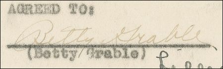 Lot #884 Betty Grable Signed Document - Image 2